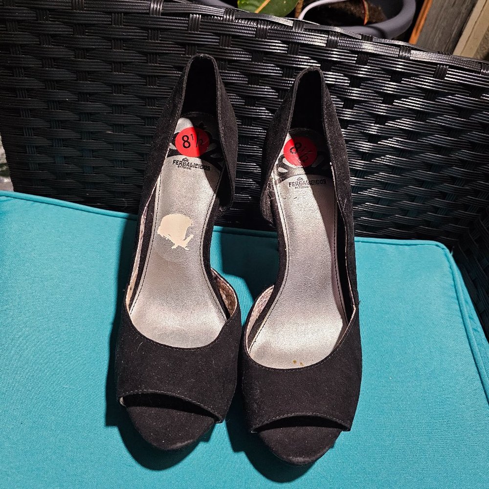 Black fergalicious brand new peeptoe pumps